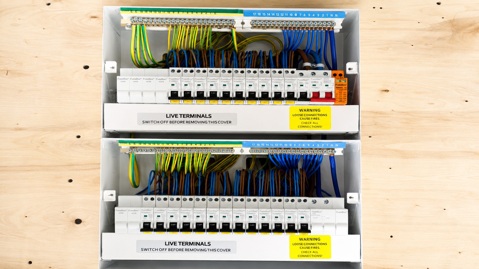 Dual electrical distribution board installation by Wire Master Electricals